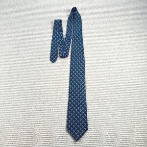 Vintage Gant Silk Tie Mens OS Navy Blue Paisley Geometric Preppy Business Office